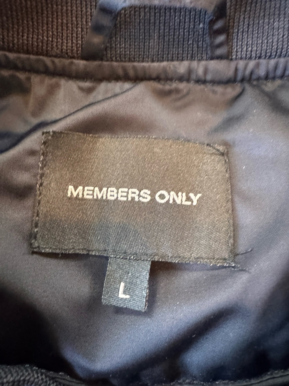 Members Only Black Quilted cropped Bomber Jacket Navy/Black color size Large - Picture 4 of 10